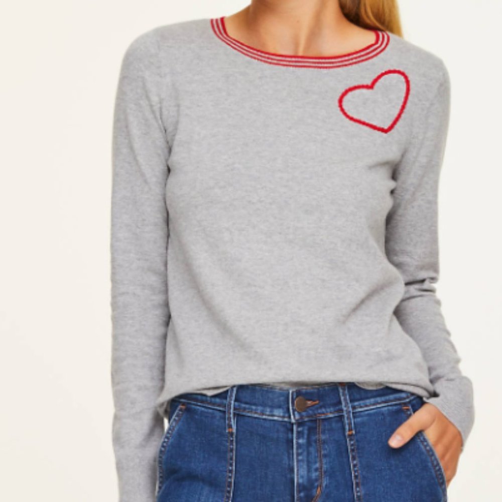 Loft Grey Heart Sweater